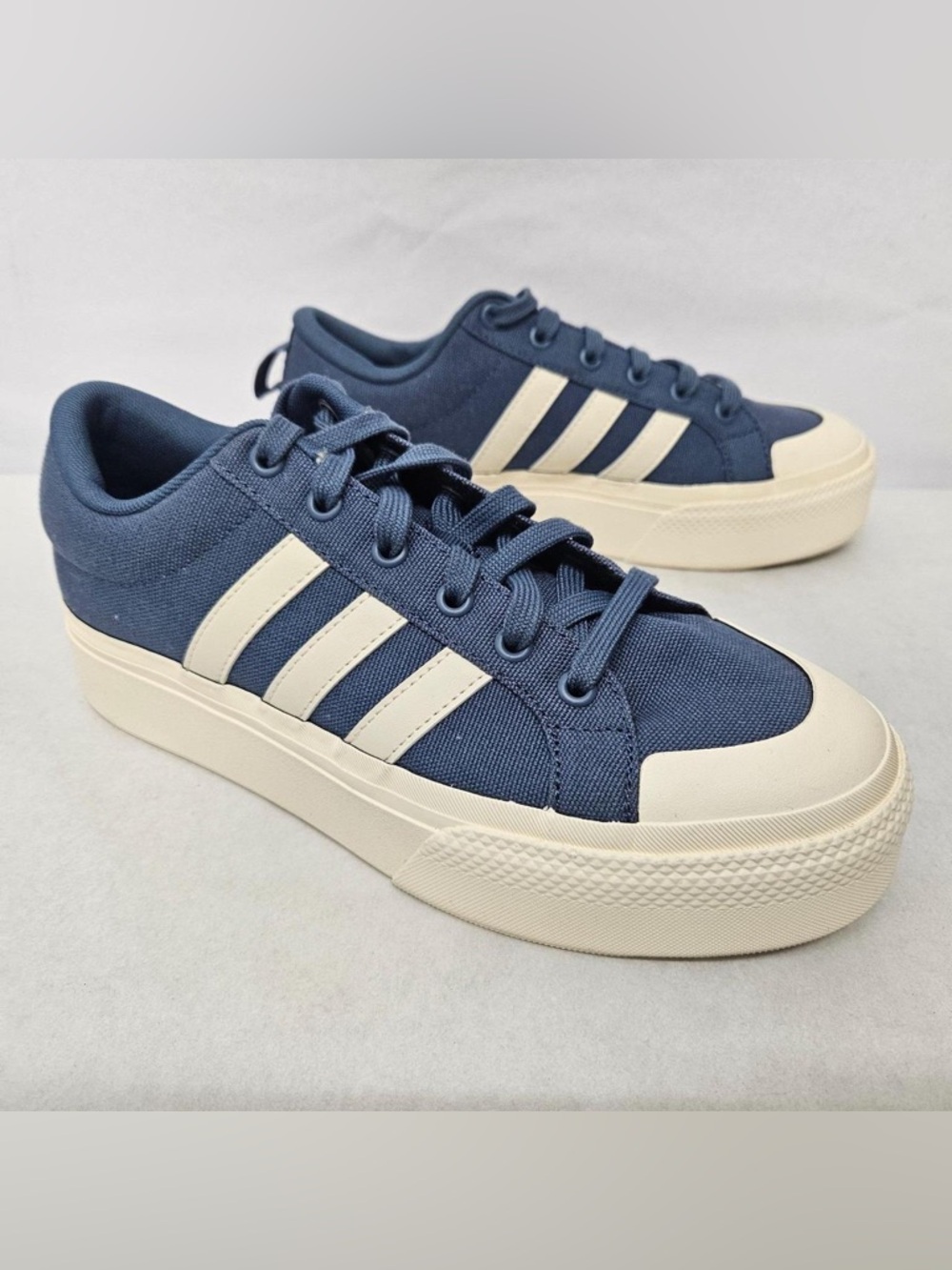 adidas Navy Blue and Cream Platform Sneakers